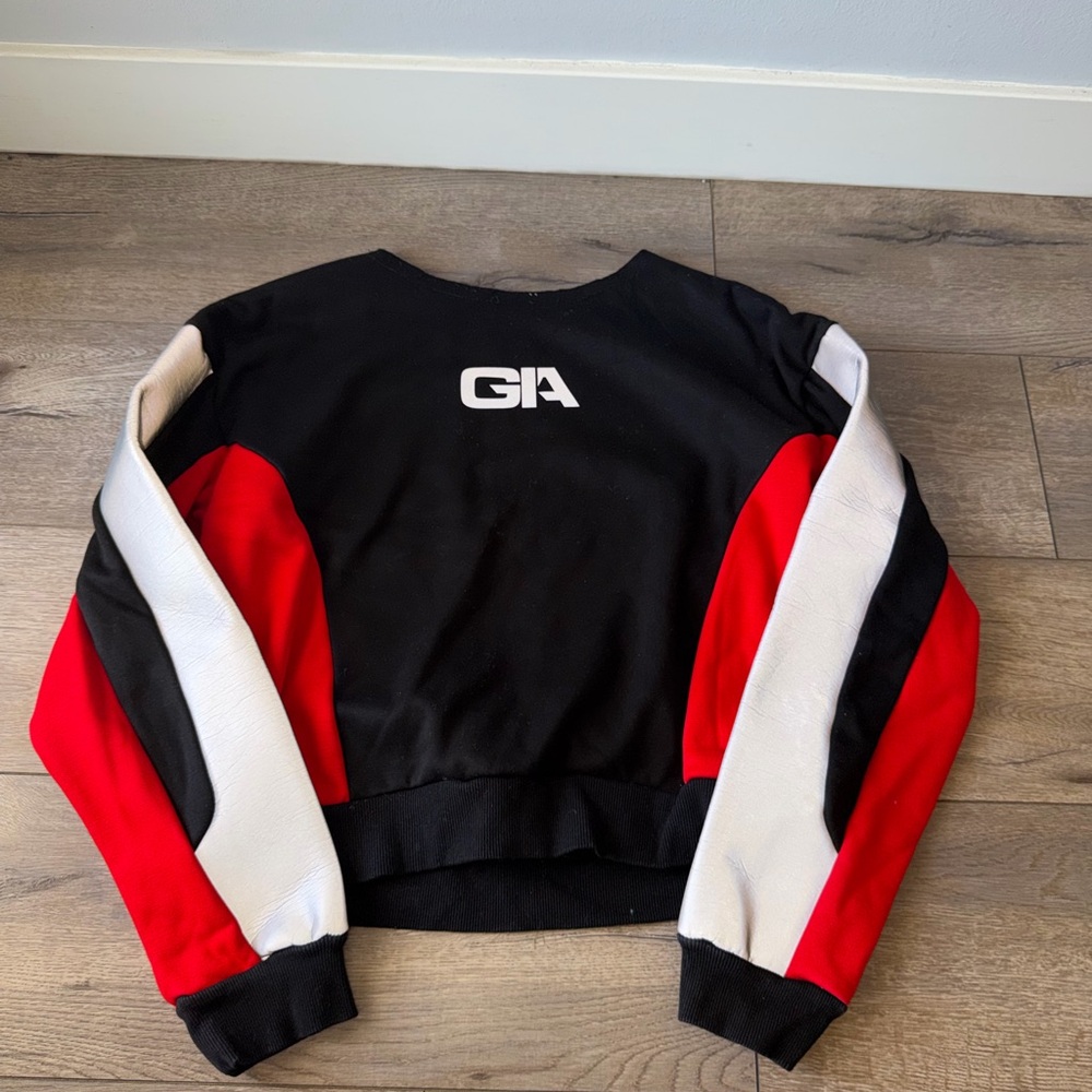I AM GIA Colorblock Crewneck Sweatshirt - Black, Red & silver chrome